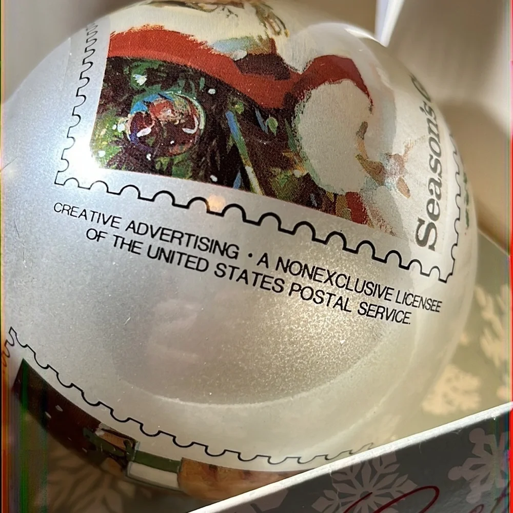Stamp Design Season’s Greetings 1983 Collectors Edition Glass Ball Ornament USPS